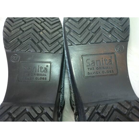 Sanita The Original Danish Clog Black/ White Webbed Stitching Womens Size 6.5 - Picture 7 of 8